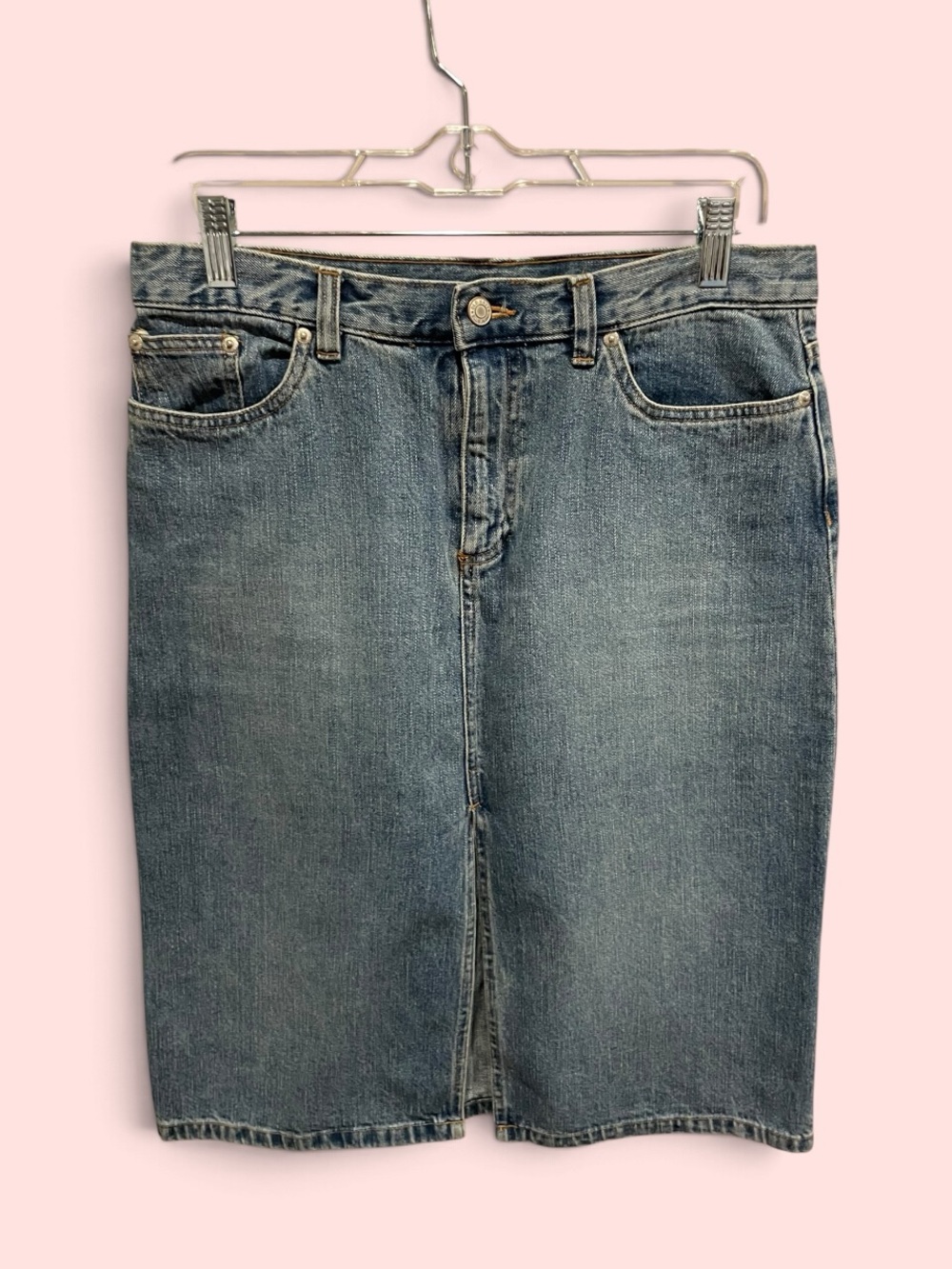 Cute classic Y2K denim front slit jean skirt cotton indie sleaze